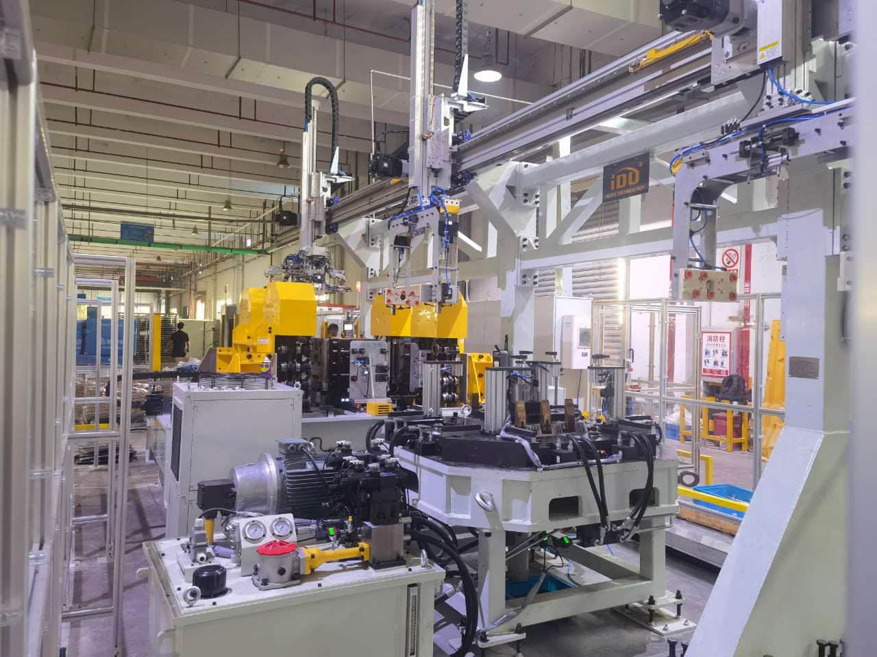 A modern, automated production line for dishwasher tub manufacturing within a factory