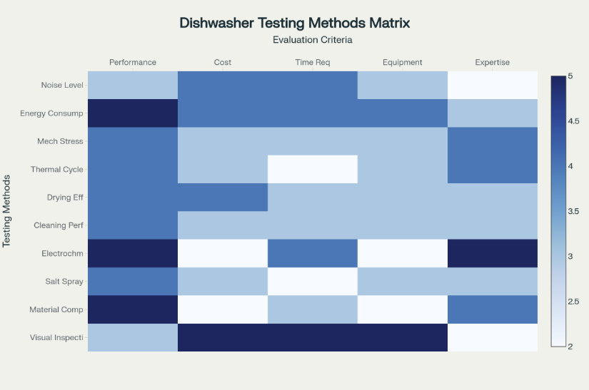Dishwasher Quality Testing Methods Evaluation Matrix